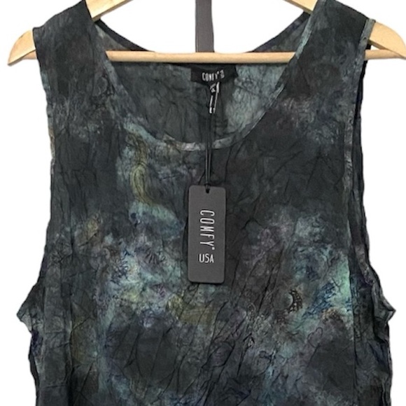 Comfy USA — Lori Jumper Dress Nicolas Print XL Lagenlook Art to Wear - Picture 5 of 11